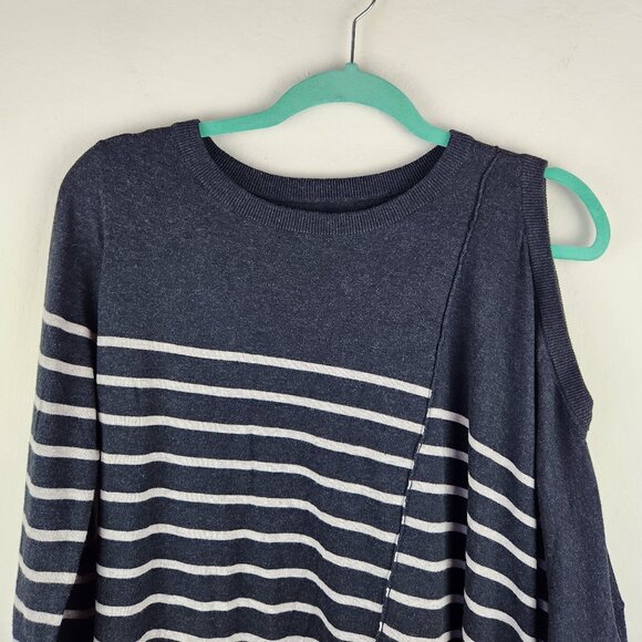 AllSaints Ridce Asymmetric Striped Cold Shoulder Long Sleeve Dress sz S - Picture 5 of 11